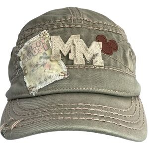 Walt Disney World Khaki Green Mickey Mouse Steamboat Willie Distressed Hat Cap